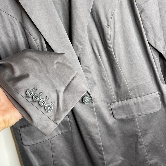 Lane Bryant Perfect Drape Blazer in gray, striped interior - Picture 3 of 10